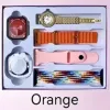 H28plus Smart Wireless Bluetooth Watch Black, Orange and Silver multi-color wristband combination set details Picture